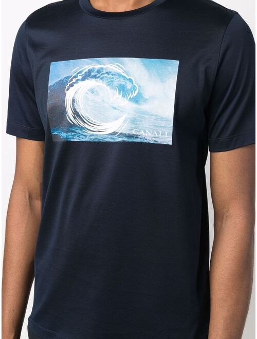 Canali graphic-print fitted T-shirt