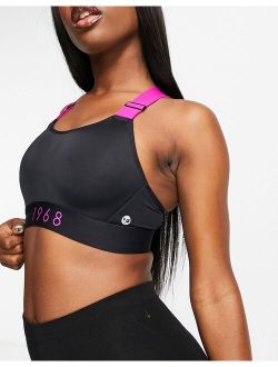 Dorina Manhattan recycled micro lightly padded high impact sports bra in black and pink
