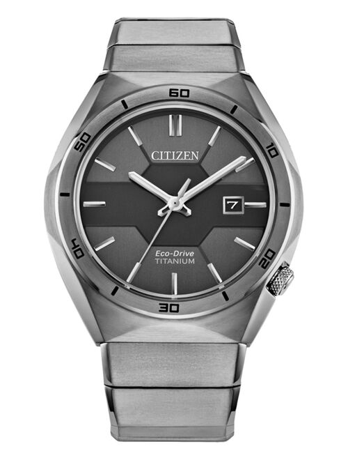 Citizen Men's Armor Eco-Drive Silver-Tone Titanium Bracelet Watch 41mm