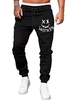Men's Graphic Sweatpants Athletic Running Gym Jogger Pants with Pocket
