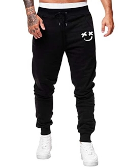 Men's Graphic Sweatpants Athletic Running Gym Jogger Pants with Pocket