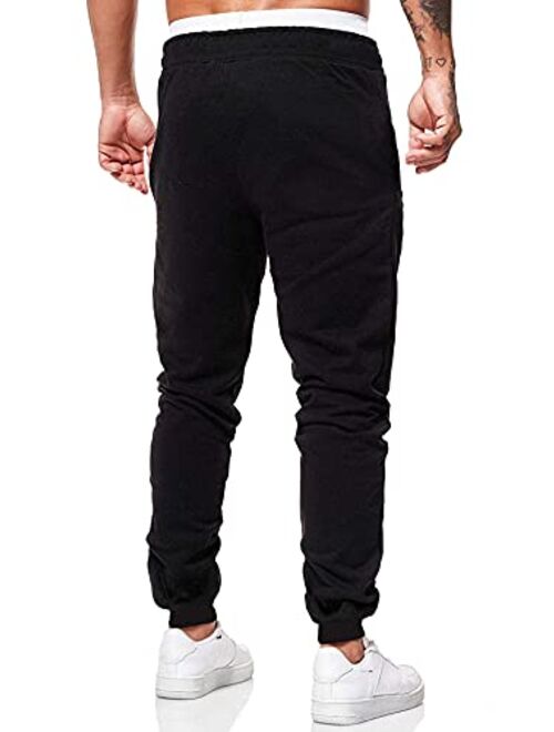 Romwe Men's Graphic Sweatpants Athletic Running Gym Jogger Pants with Pocket