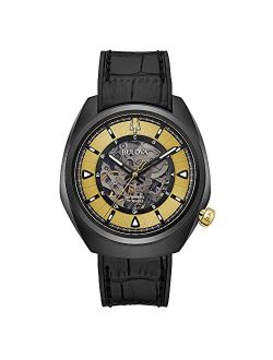 Grammy Automatic Mens Stainless Steel with Black Leather & FKM Rubber Strap, Black (Model: 98A241)