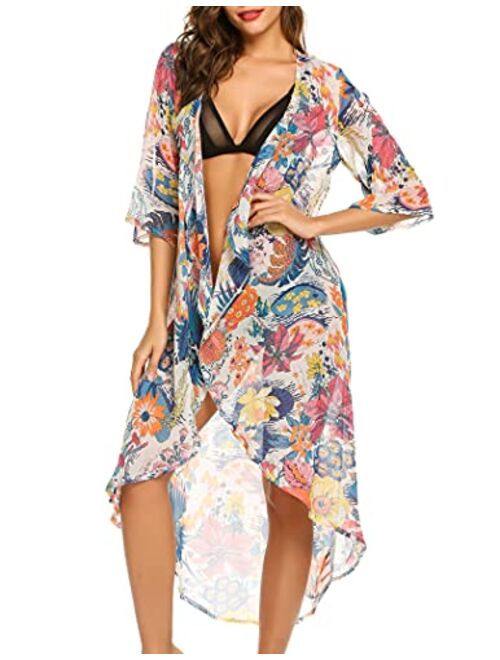 Ekouaer Womens Bikini Cover Up Chiffon Sheer Coverups Summer Beach Swimwear Bathing Suit