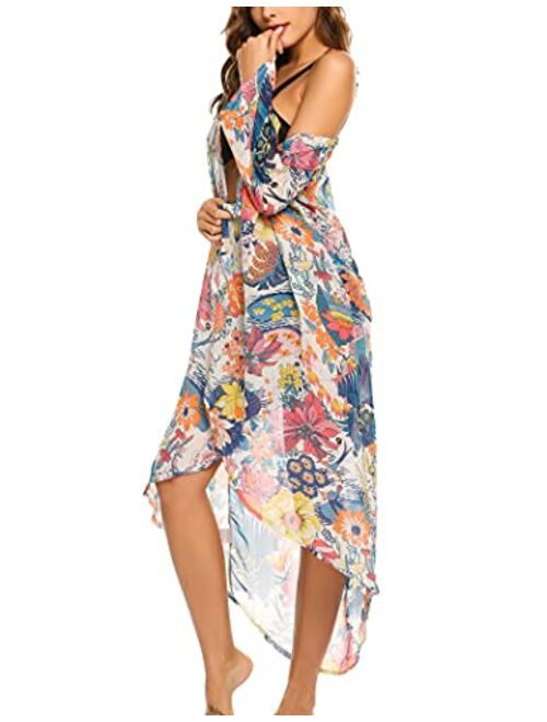 Ekouaer Womens Bikini Cover Up Chiffon Sheer Coverups Summer Beach Swimwear Bathing Suit