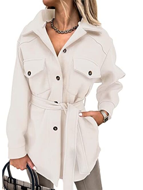 Sidefeel Womens Single Breasted Pea Coat Mid-Long Trench Coat with Belt