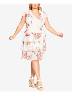 Plus Size Tiered Floral Crush Dress