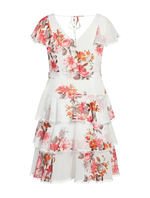City Chic Plus Size Tiered Floral Crush Dress