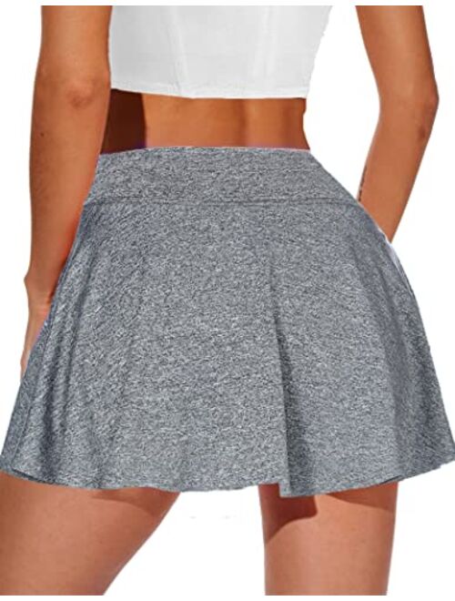 Ekouaer Women's Active Athletic Skort Performance Sports Golf Tennis Skirt Running Workout Skort with Pockets