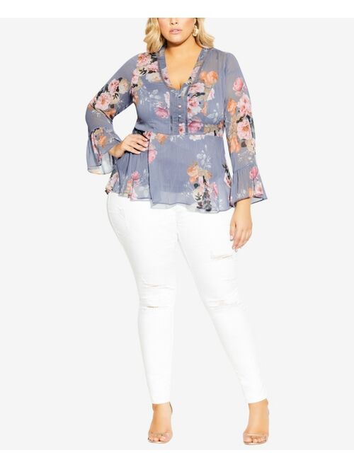 City Chic Trendy Plus Size Florence V-neck Top