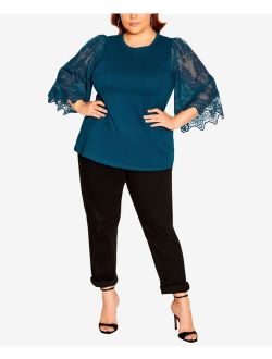 Trendy Plus Size Embroidered Angel Top