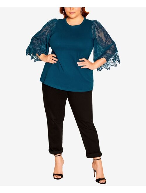 City Chic Trendy Plus Size Embroidered Angel Top