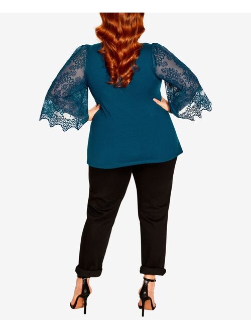 City Chic Trendy Plus Size Embroidered Angel Top