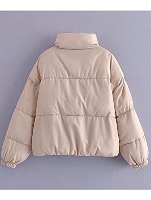 Uaneo Womens Casual Winter Puffer Jacket Zip Up Stand Collar Padded Down Coats