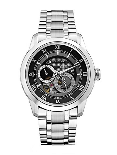 Bulova 96A119 Mens Silver Black Mechanical Watch