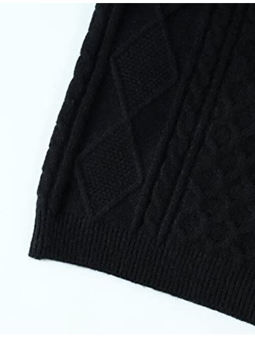 Gihuo Women’s Loose Fit Sleeveless Knitted Sweater Vest Vintage V Neck Cable Knit Pullover Tops