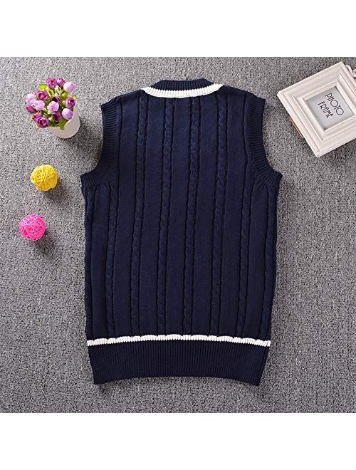 Gihuo Women's V Neck Uniform Y2K Knit Pullover Sweater Vest