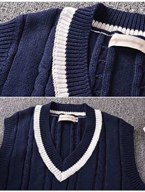 Gihuo Women's V Neck Uniform Y2K Knit Pullover Sweater Vest