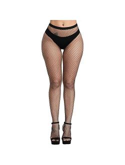 WEANMIX Lace Patterned Fishnet Stockings Thigh High Pantyhose Black Tights for Women