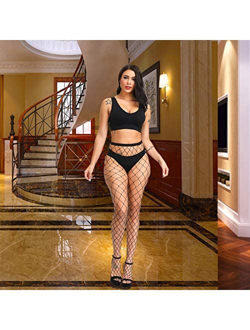 Buy Fafulan High Waist Tights Fishnet Stockings Thigh High Stockings  Pantyhose online