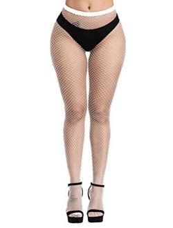 Pareberry Women's High Waisted Fishnet Tights Sexy Wide Mesh Fishnet Stockings