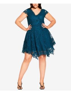 Trendy Plus Size Wild Lace Fit And Flare Dress