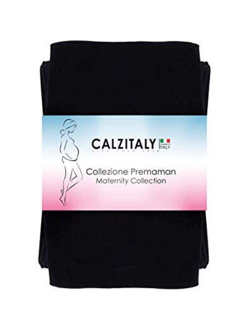 CALZITALY 2 Pairs Maternity Tights | Pregnancy Opaque Pantyhose | 40 DEN | S M L XL | Black, Blue | Made In Italy