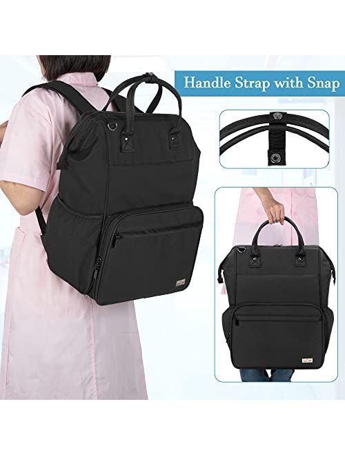 LoDrid Nursing Bag, Heavy Duty Nurse Work Backpack for Men & Women, Nurse Storage Backpack for Nursing Work with Steel Frame Top