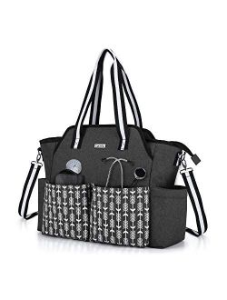 CURMIO Home Health Nursing Bag, Portable Medical Supplies Bag with Shoulder Strap for Home Visits, Clinical Study, Health Care, Black with Arrow