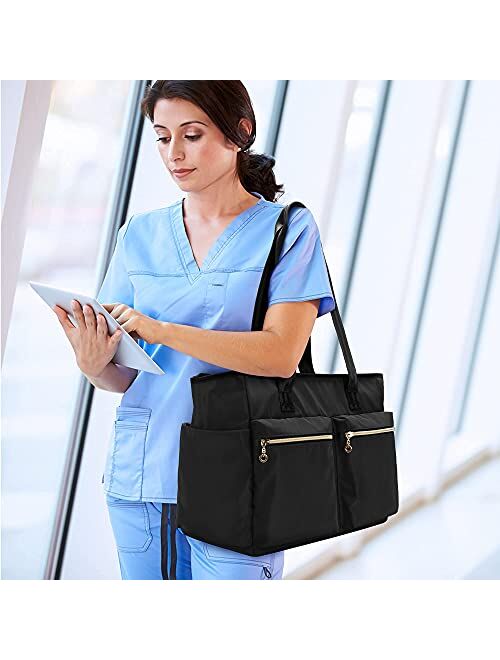Damero Nursing Bag for Work Supplies, Medical Bags with Laptop Sleeve for Home Care Nurse, Medical Students and More, Black