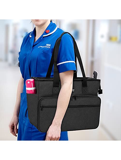 Trunab Nursing Bag for Work with Padded Laptop Sleeve, Medical Equipment Bag for Work, Clinical Study, Home Care, Hospice Visit, Black, BAG ONLY