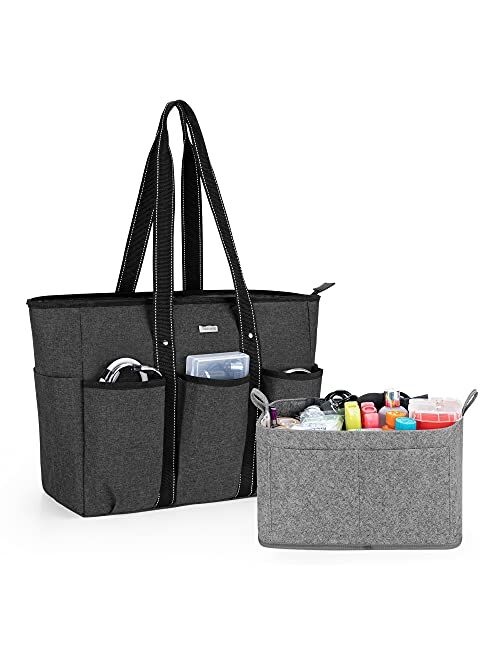 Damero Nursing Tote Bags with Organizer Insert Bag, Medical Supplies Bags with Laptop Sleeve for Home Care Nurse, Medical Students and More, Gray