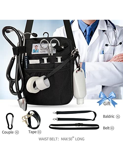 VIPOKO Nursing Pack with Belt Pouch Medical Gear Pocket Tape Holder and Utility Belt Pack for Stethoscopes Bandage Nursing Bag Scissors