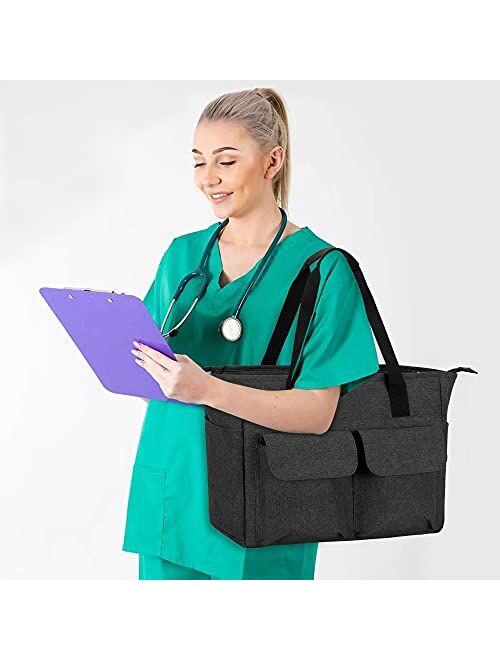 CURMIO Home Health Nurse Tote Bag, Medical Supplies Bag for Work with Padded Laptop Sleeve and Multiple Pockets for Nursing Students, Doctors, Dandelion