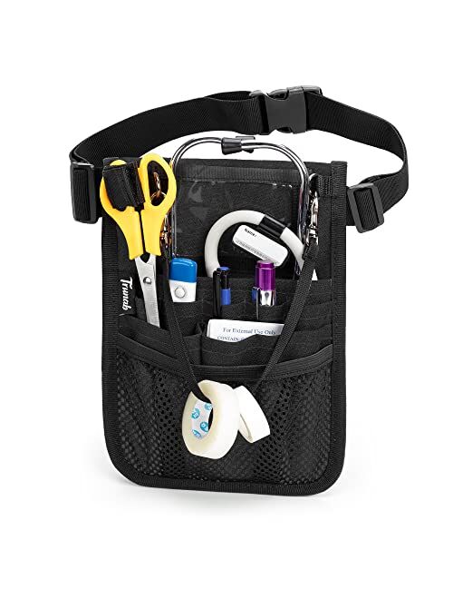Trunab Nursing Fanny Pack with Tape Holder and Multiple Compartments, Nursing Belt Organizer with Adjustable Waist Strap, Nurse Tool Belt