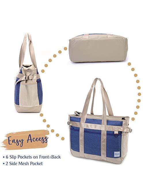 Jerever Teacher Utility Nursing Tote Bag with Multiple Pocket Lightweight Organizer Handbag for Nurses and Soccer Moms