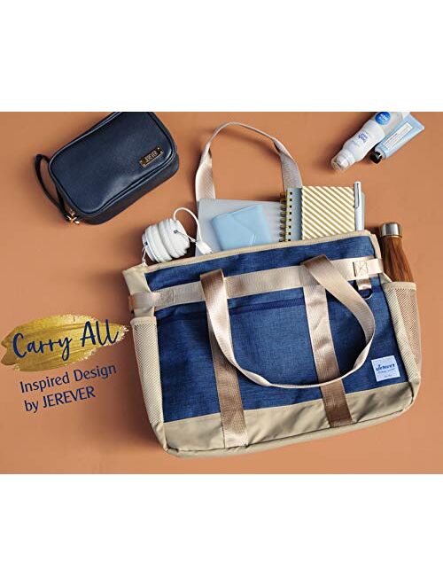 Jerever Teacher Utility Nursing Tote Bag with Multiple Pocket Lightweight Organizer Handbag for Nurses and Soccer Moms