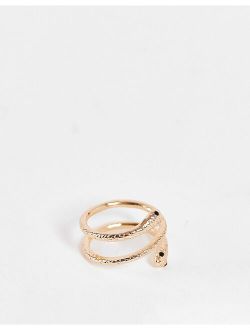 Hydrangea twisted snake ring in gold
