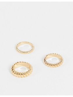 Acardotlan pack of three rings in gold twist