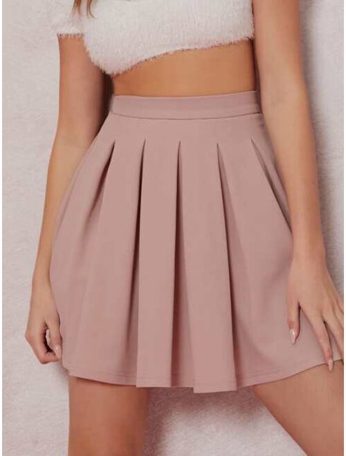 SHEIN High Waisted Inverted Pleat A-Line Mini Skirt