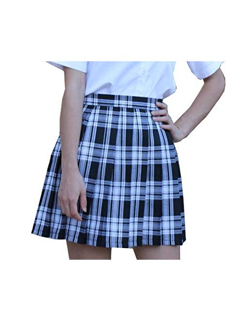 Golden service Women School Uniforms Plaid Knife Pleated Costume Mini Skirt