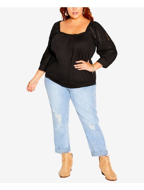 City Chic Plus Size Enchanted Embroidered Top
