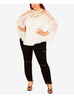 Trendy Plus Size Spring Embroidered Top