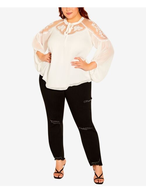 City Chic Trendy Plus Size Spring Embroidered Top