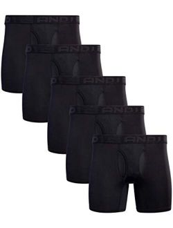 Men's Performance Compression Boxer Briefs with Functional Fly (5 Pack)