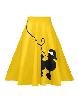 ZEZCLO Women Poodle Skirt 50s Vintage Pleated A-line Zipper Skirts