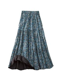 CATALOG CLASSICS Womens Reversible Broomstick Skirt - Blue Lagoon Paisley Print Reverse to Black