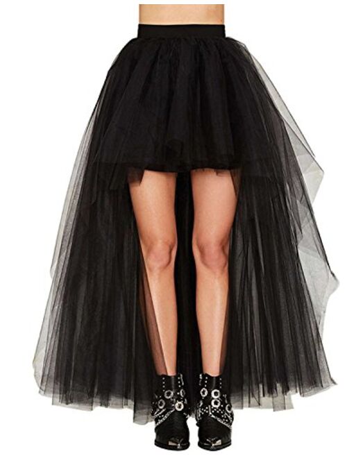 MisShow Women's Hi-Lo Long Tutu Tulle Bustle Skirt Elastic Waist Festival Party Skirt