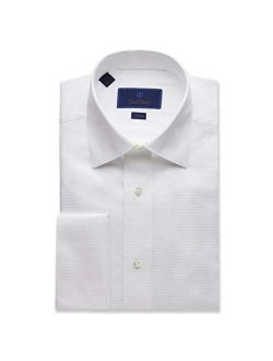 Men's Horizontal Rib Solid Trim Fit Formal Tuxedo Shirt - White