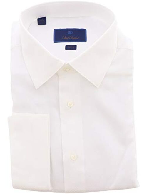 David Donahue Trim Fit Dobby Weave French Cuff Formal Shirt